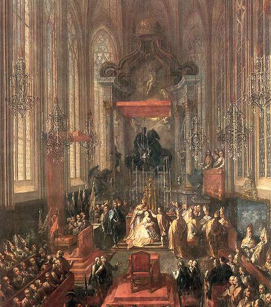 Maria Theresa crowned Queen of Hungary at St Martins Cathedral, Pressburg, June 25th, 1741 (Unknown Artist) 